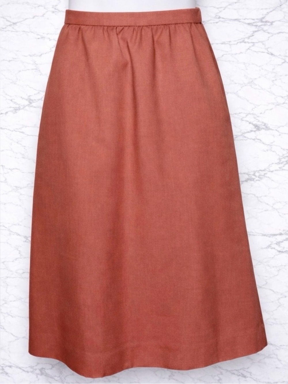 JH Collectibles 70s Rust Terracotta A Line Midi Skirt Women’s 28 Waist USA Made - Picture 5 of 10